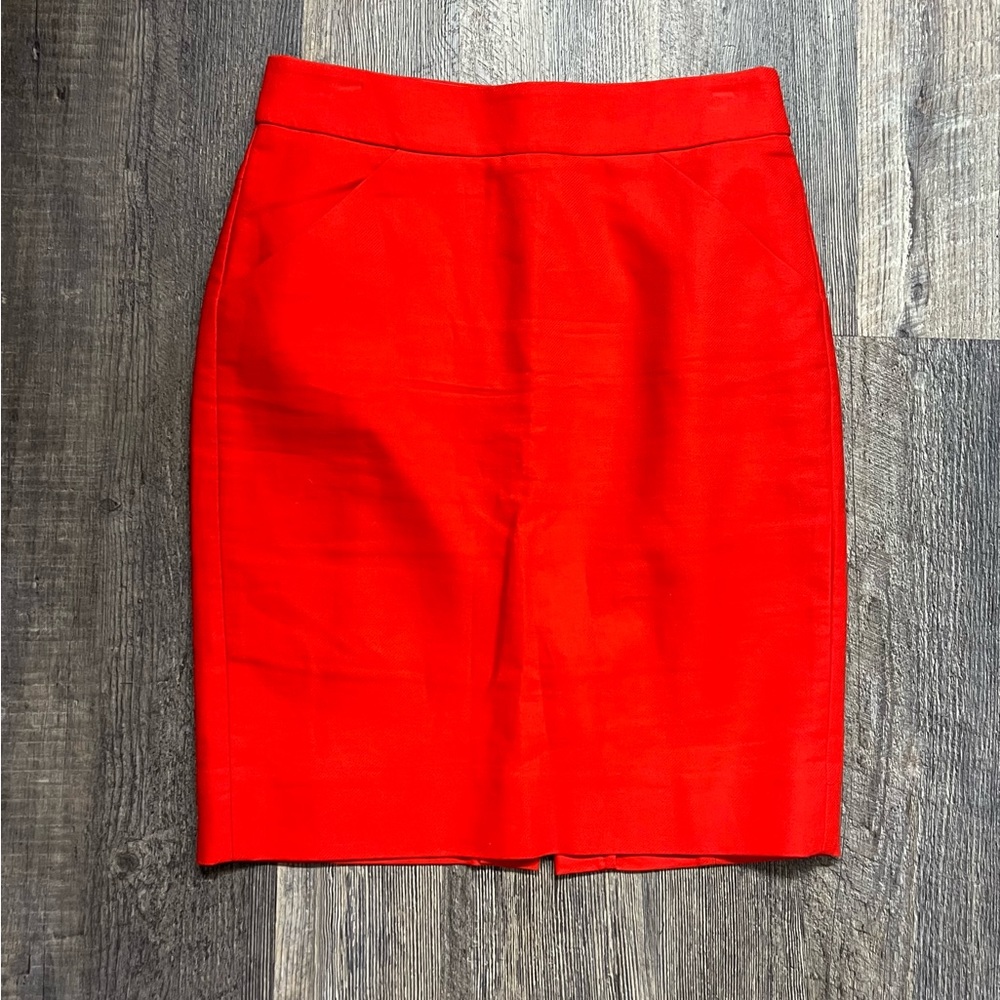 J Crew Red "The Pencil Skirt" Size O